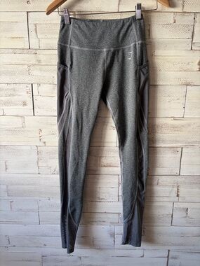 Gymshark leggings size small gray dry pockets mesh womens athletic workout